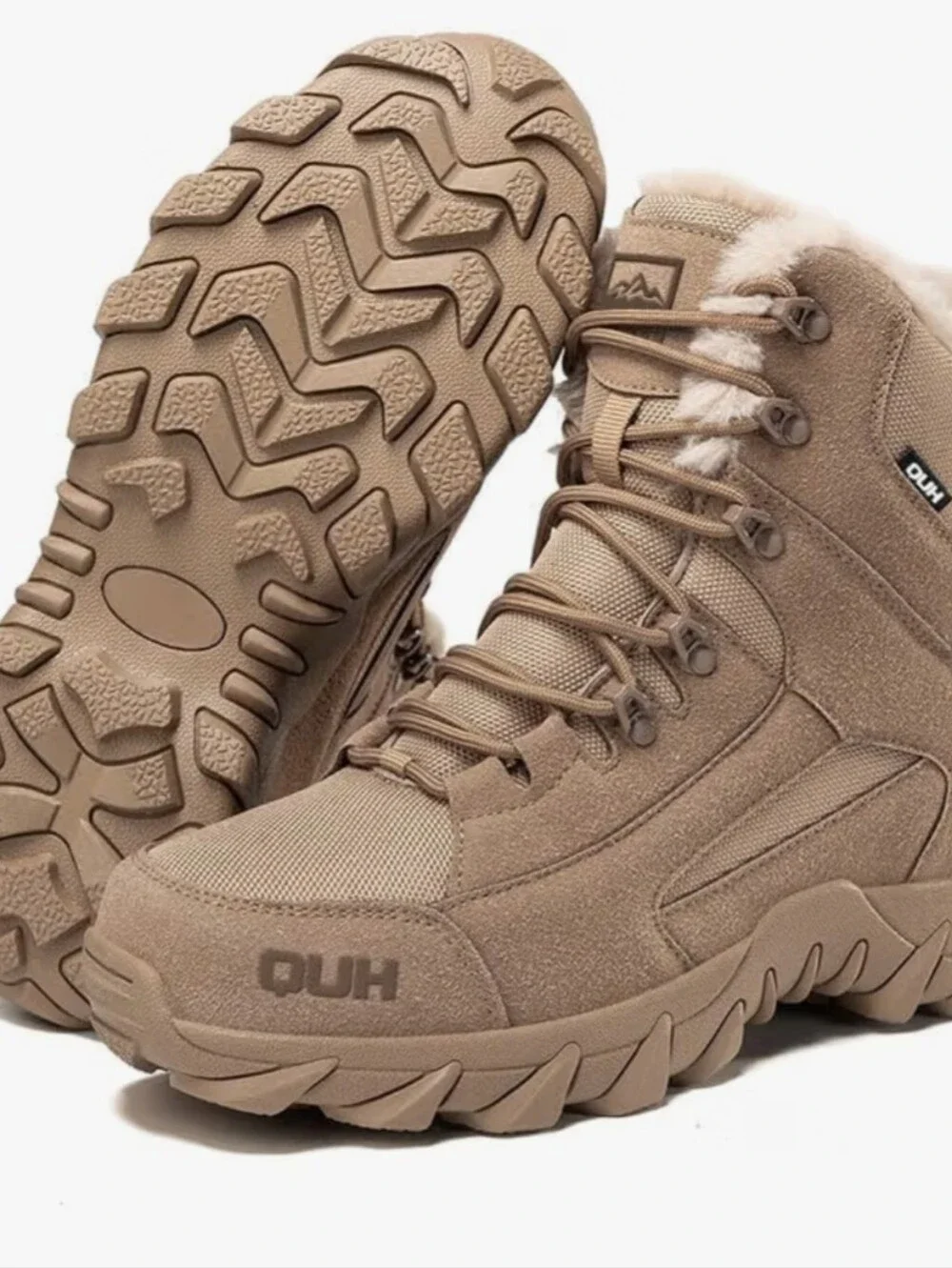 Men's Snow Boots Waterproof Military Training Fur Lined Anti Slip Warm Boots